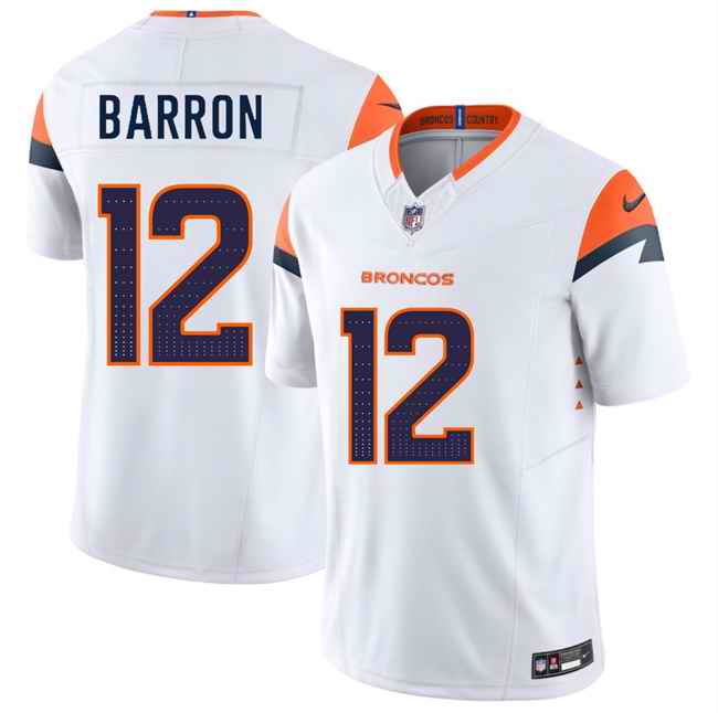 Men's Denver Broncos #12 Jahdae Barron White 2025 Draft F.U.S.E. Vapor Limited Stitched Football Jersey